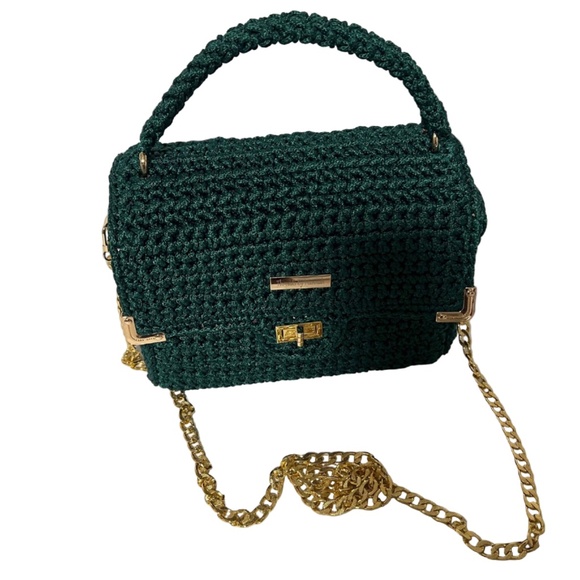 Handmade Green Satchel Shoulder Handbag - Picture 6 of 6